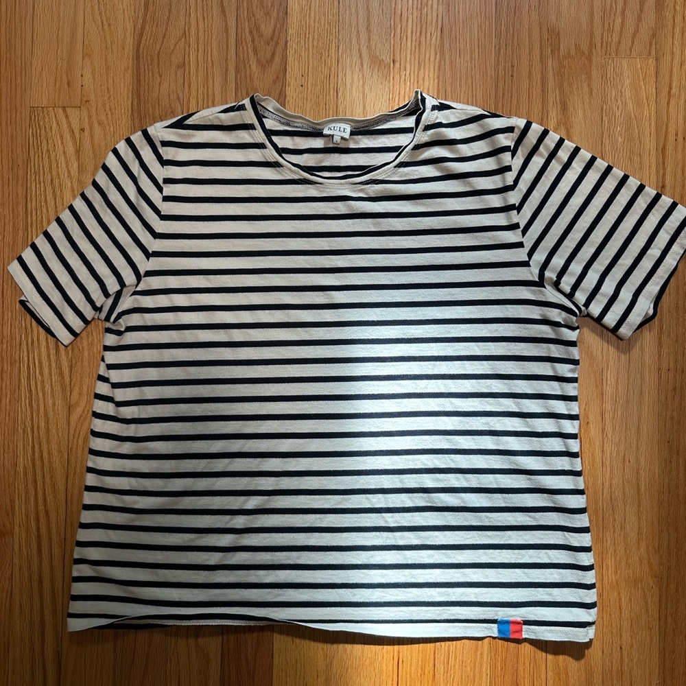 KULE Black and White Striped Short Sleeve Tee